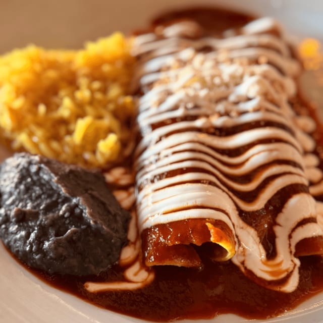 2 Brisket Enchiladas Lunch.