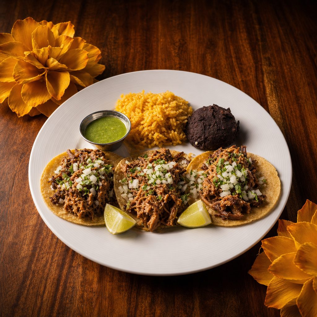 3 Pork Carnitas Tacos.