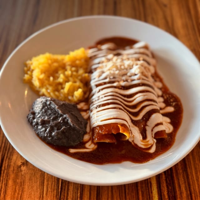 2 Brisket Enchiladas Lunch.